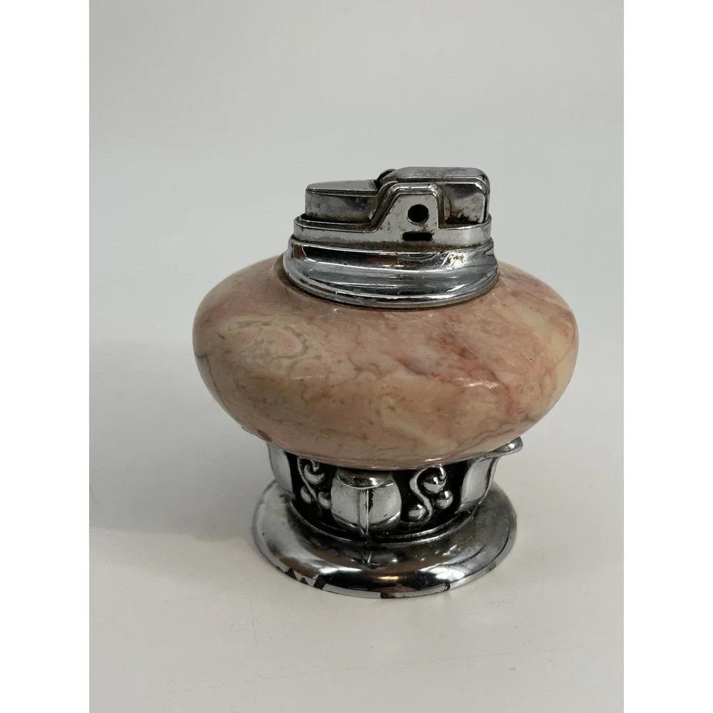 Vintage MCM RONSON Marble & Chrome Table Lighter  